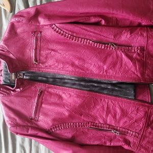 Leather jacket, raspberry